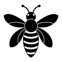 Flying honey bee silhouette simple icon vector illustration 