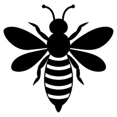 Flying honey bee silhouette simple icon vector illustration 