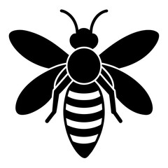Flying honey bee silhouette simple icon vector illustration 