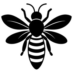 Fototapeta premium Flying honey bee silhouette simple icon vector illustration 