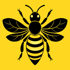 Flying honey bee silhouette simple icon vector illustration 