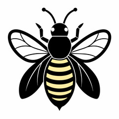 Flying honey bee silhouette simple icon vector illustration 
