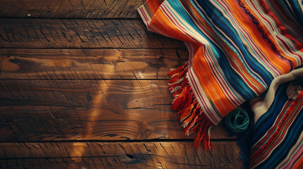 Serape on a maple wood table