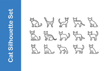 Obraz premium Cat Silhouette set with vector outline. 