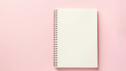 Notebook on the pink table, Composition notebook, or diary for planning and new ideas writing