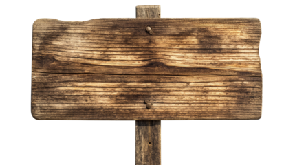 Blank empty wooden rustic signage sign board on transparent background