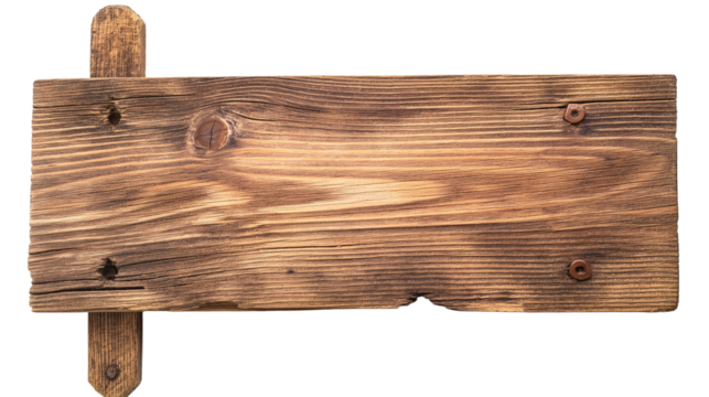 Blank empty wooden rustic signage sign board on transparent background