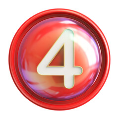 Fototapeta premium Red Button 3D Number 4