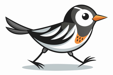 blackpoll warbler bird walks vector kawaii vector illustration