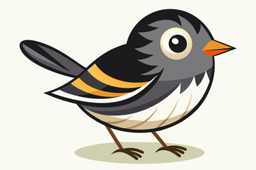 blackpoll warbler bird walks vector kawaii vector illustration