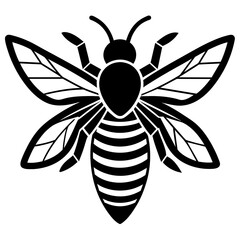 Flying honey bee silhouette simple icon vector illustration 