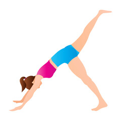 Vector illustration of Woman doing Eka Pada Adho Mukha Svanasana on transparent background