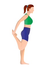 Vector illustration of Woman doing standing asana on transparent background