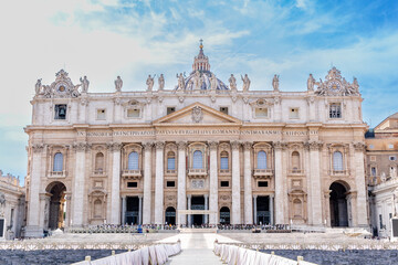 Rome, Italy - April 11, 2024: Rome, Italy - April 11, 2024: St. Peter's Square in Vatican City,...