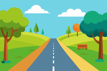 vector of the road in a beautiful park vector background illustration 