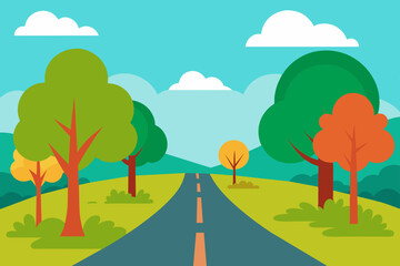 vector of the road in a beautiful park vector background illustration 