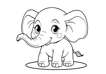Coloring page of little Elephant for kids coloring book