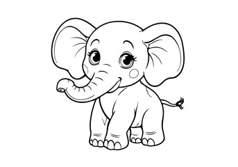 Coloring page of little Elephant for kids coloring book