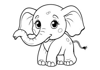 Coloring page of little Elephant for kids coloring book