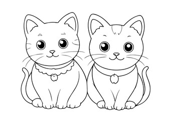 Coloring page of little cat for kids coloring book