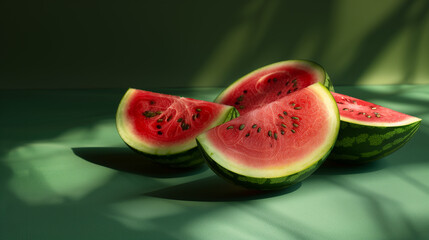 fresh sliced watermelon fruit , professional photography with studio lighting 