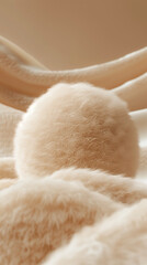Beige wool balls on a beige background, soft and dreamy depiction