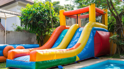 Colorful bouncy castle, Children playground