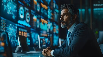 Business Leader Strategizing with Team in Modern Office Environment