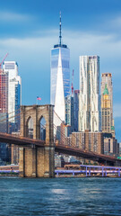 View to Manhatten skyline in New York, State New York, from Jersey City, New Jersey 