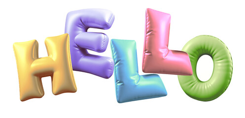 Hello slogan for  party design, balloon alphabet letter,  transparent background