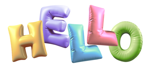 Hello slogan for  party design, balloon alphabet letter,  transparent background