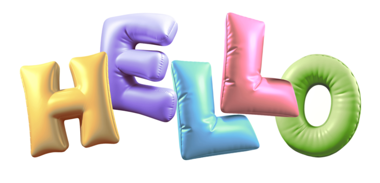 Hello slogan for  party design, balloon alphabet letter,  transparent background - Powered by Adobe