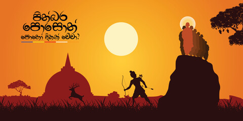 Poson Poya Day. Sri Lanka Poson Day. Mihinthale. EPS10