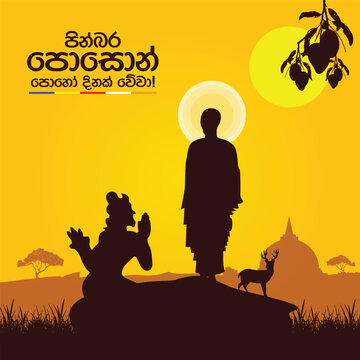 Poson Poya Day. Sri Lanka Poson Day. Mihinthale. EPS10