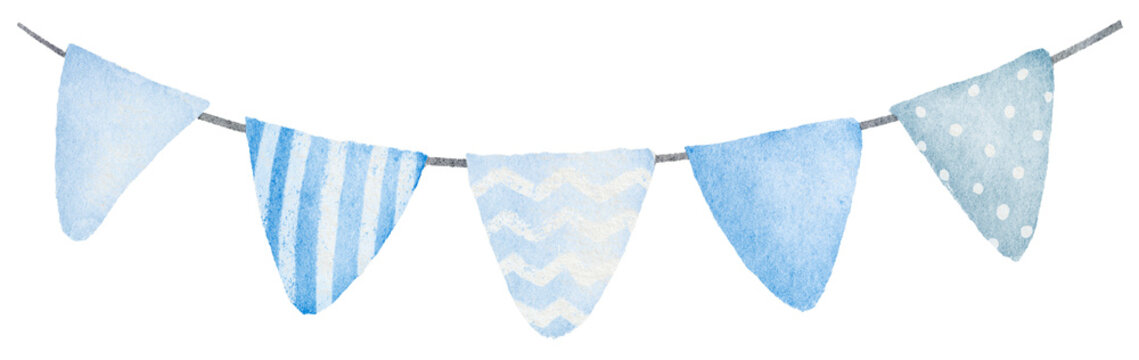 Watercolor Blue Pennant