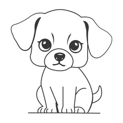Cute Dog Sitting Line Drawing Art