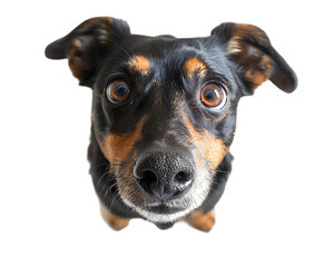 Curious Dog sniffing around on transparent background 