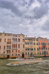 A taxi on the Grand Canal in Venice