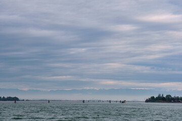 The Alps mountains seen from the Venetian lagoon