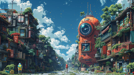 Obraz premium Surreal world with pop art and graffiti elements