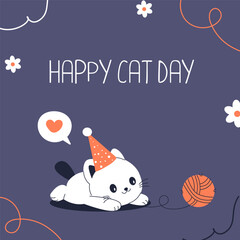 Happy cat day background banner template