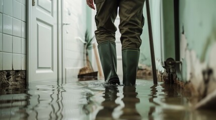 Natural disaster in the flooded basement