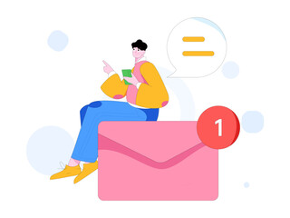 Virtual characters social communication concept business flat vector hand drawn illustration
