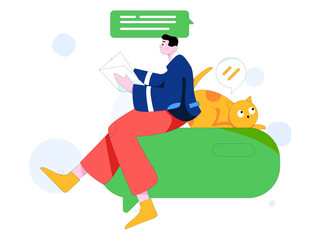 Virtual characters social communication concept business flat vector hand drawn illustration
