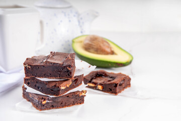 Homemade vegan avocado brownie dessert
