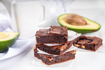 Homemade vegan avocado brownie dessert