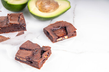 Homemade vegan avocado brownie dessert