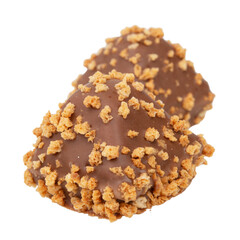Chocolate wafer candy crispy sweets with filling isolated on the white