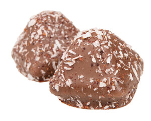Chocolate wafer candy crispy sweets with filling isolated on the white