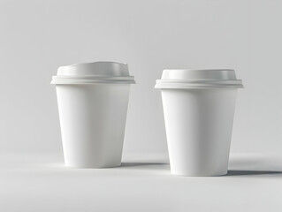 Blank white takeaway coffee cups mockup or mock up template isolated on white background